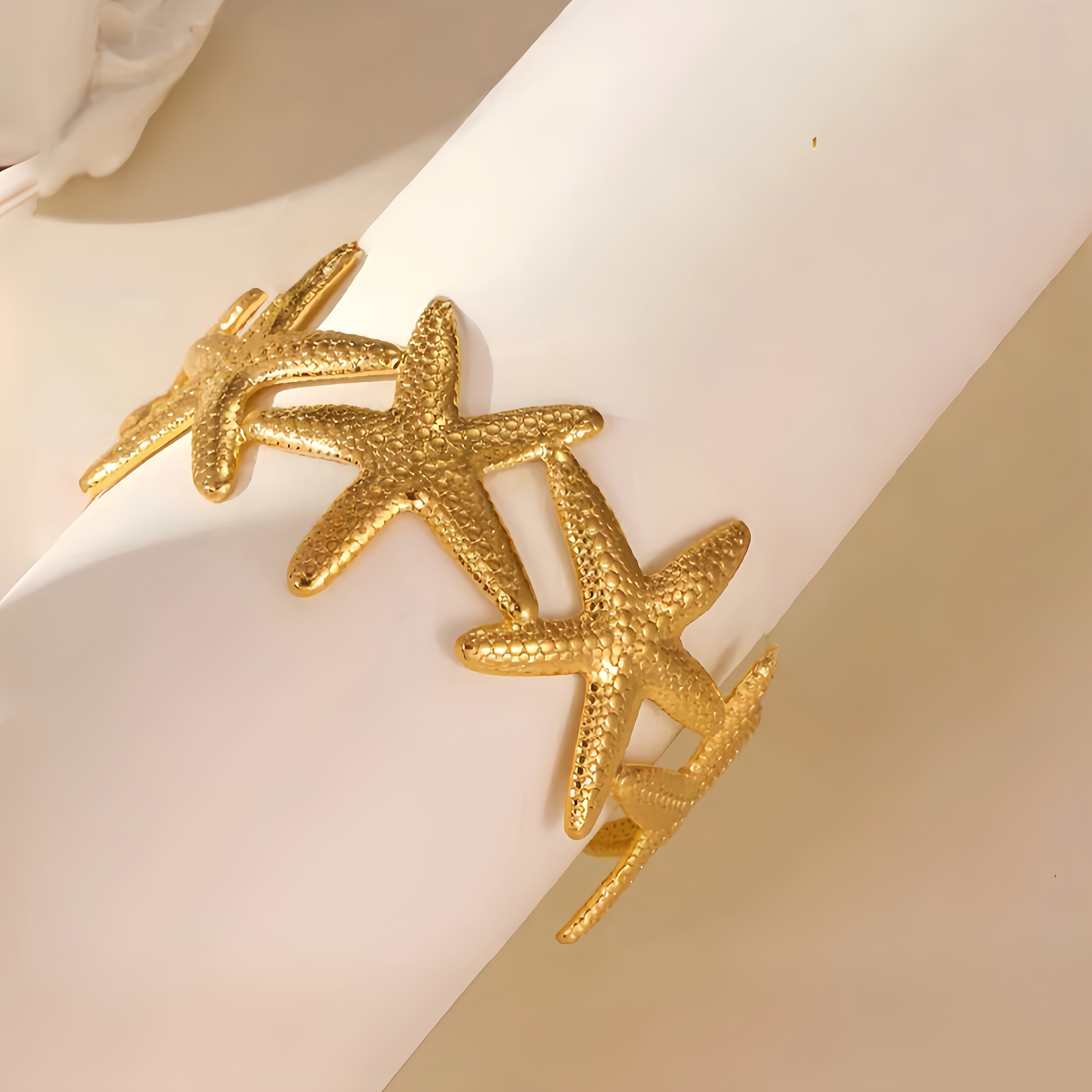 Women's Retro Stainless Steel Starfish Bracelet, Beach Ready
